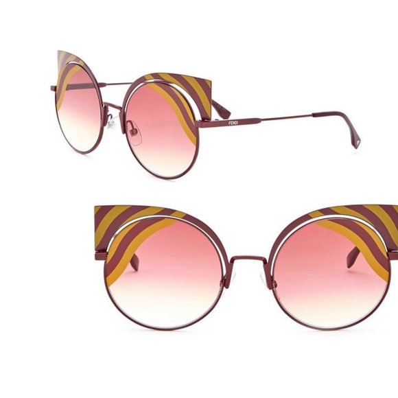 NEW ⭐ Fendi 0215/S Burgundy / Yellow Metal Sunglasses 53-22-135 ⭐ BRAND NEW main image 4